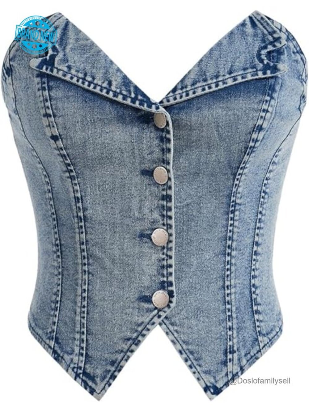 Denim Tube Top Cropped Sleeveless Strapless Bandeau Asymmetrical